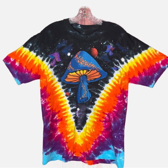 Liquid Blue Tie Dye Rocket Mushroom T-Shirt - Picture 1 of 5